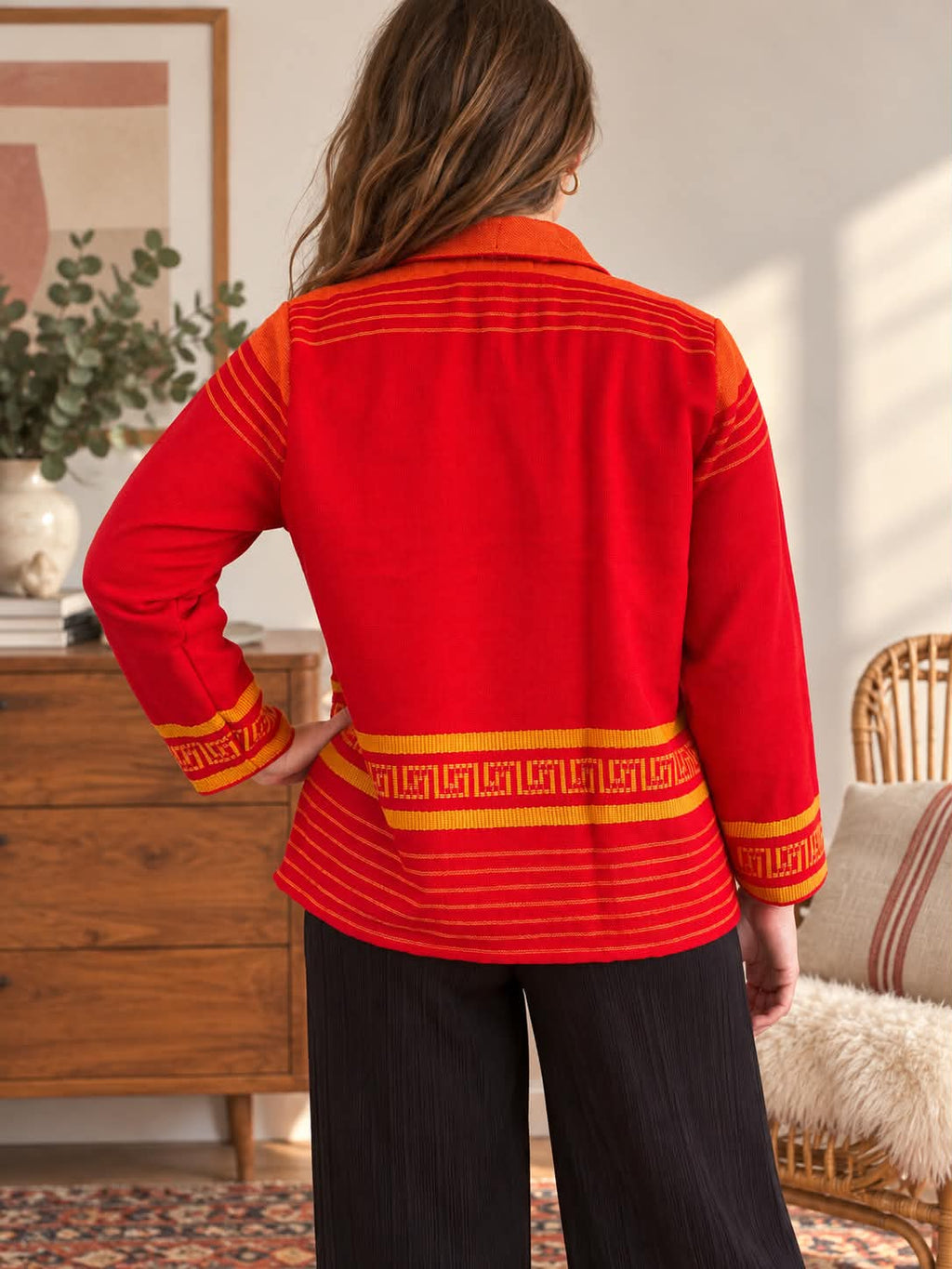 Red Kimono-Inspired Upcycled Jacket – One of a Kind