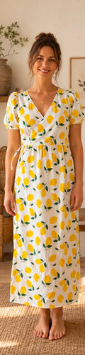 Wrap Dress - Lemon print