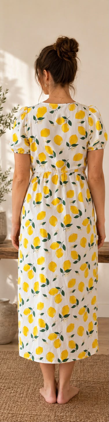 Wrap Dress - Lemon print