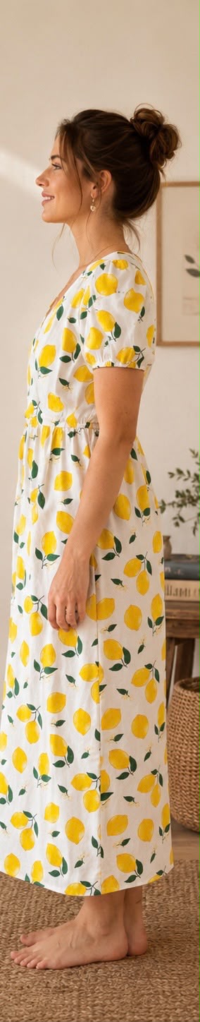 Wrap Dress - Lemon print
