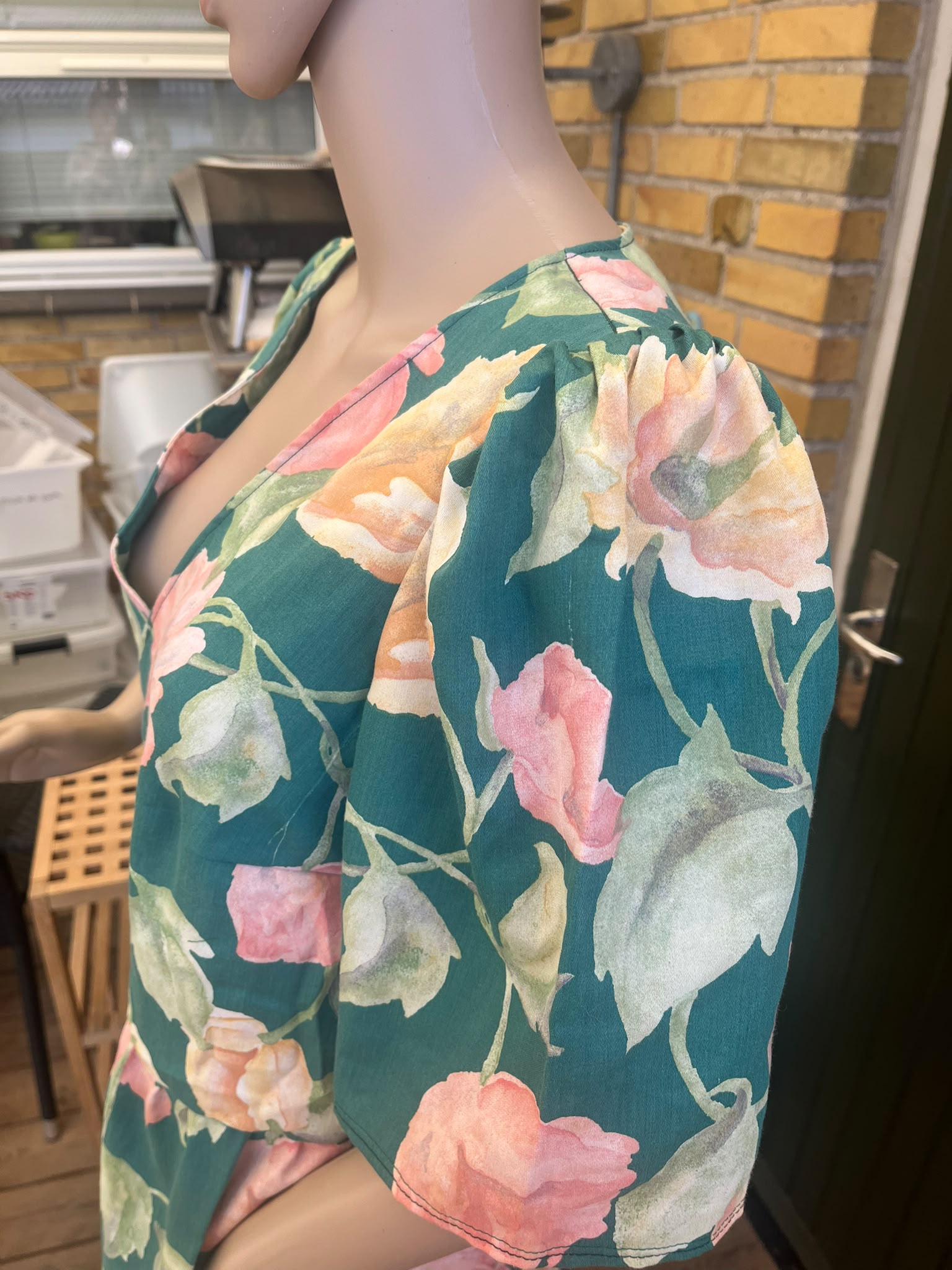 Wrap Dress - Green Flowers