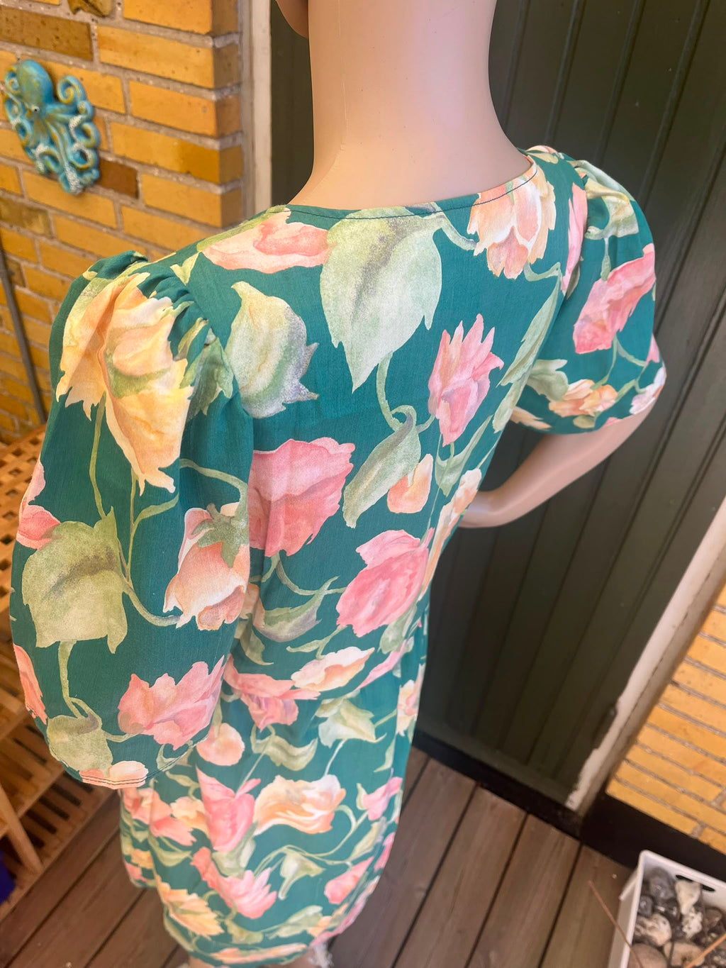 Wrap Dress - Green Flowers
