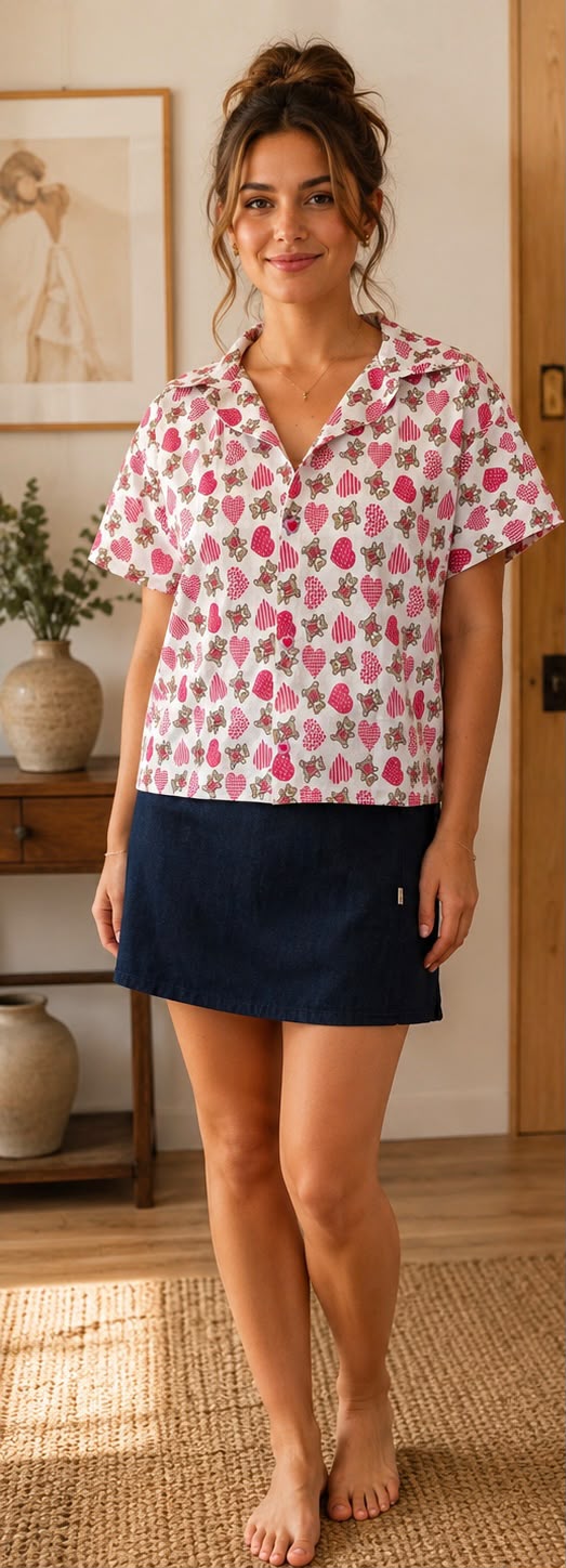 Blouse - Heart & Teddy Bear