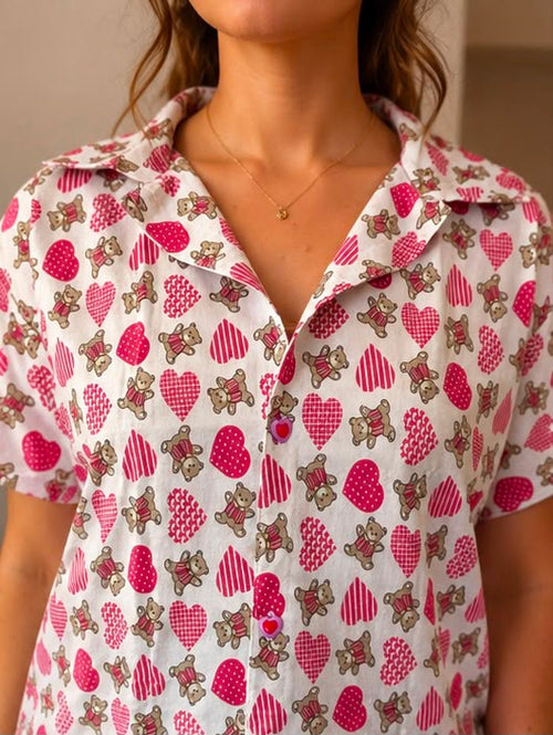 Blouse - Heart & Teddy Bear