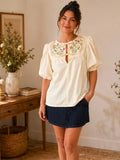 Blouse - Floral Embroidery