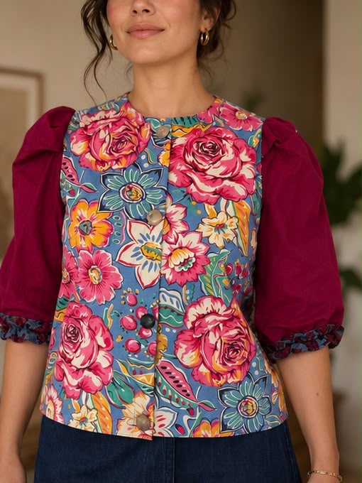 Blouse - Vivid floral print