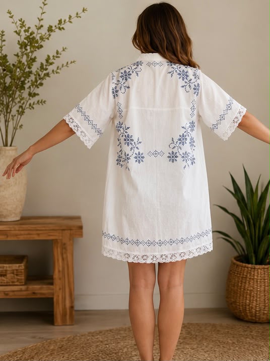 Kimono - Embroidered table cloth