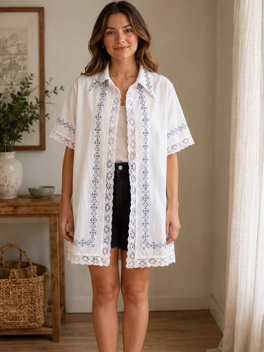 Kimono - Embroidered table cloth