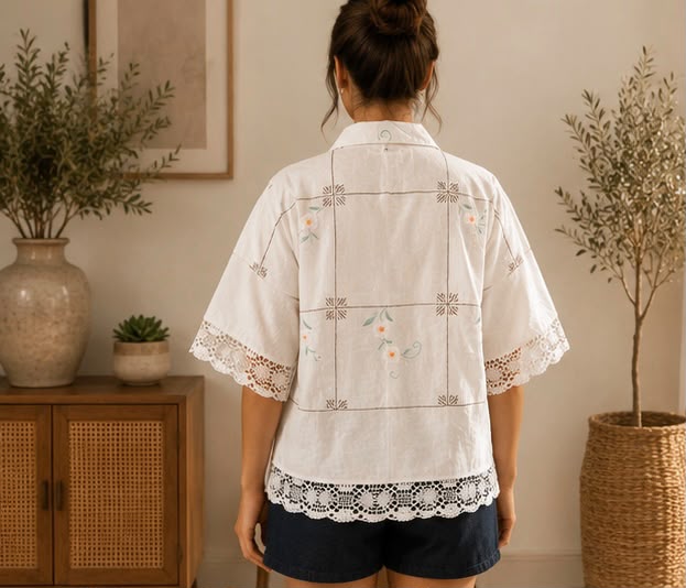 Blouse - Embroidered Tablecloth