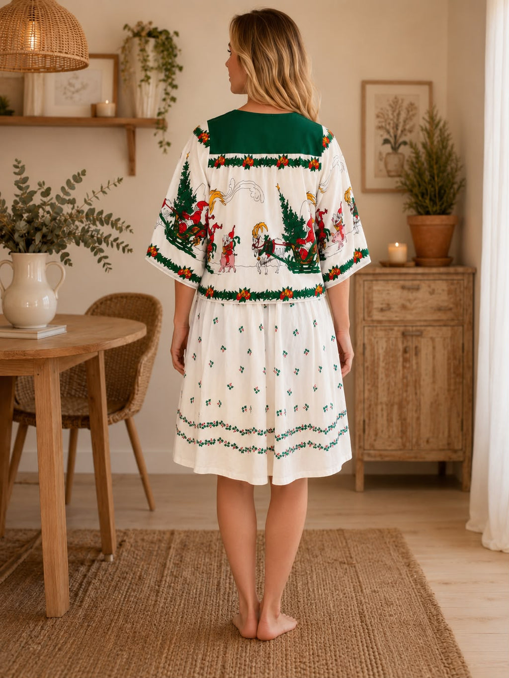 Matching Set - Christmas Scene & Holly Sprigs