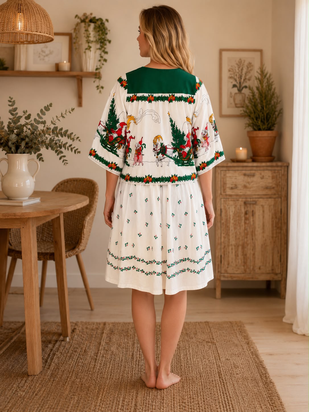 Matching Set - Christmas Scene & Holly Sprigs