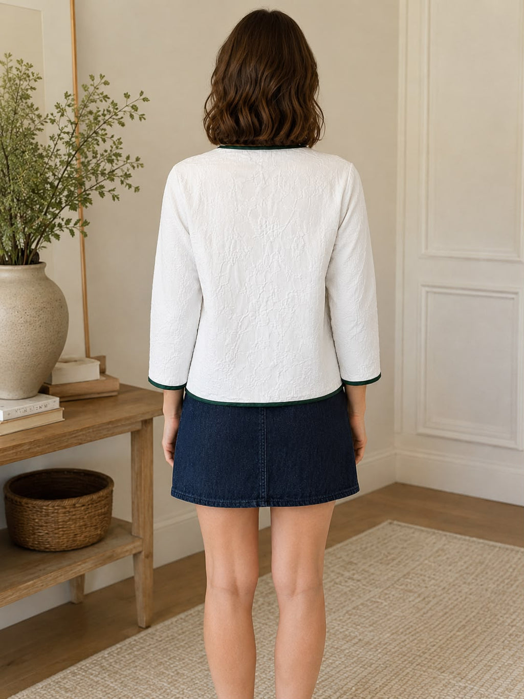 Jacket - White with Green trim
