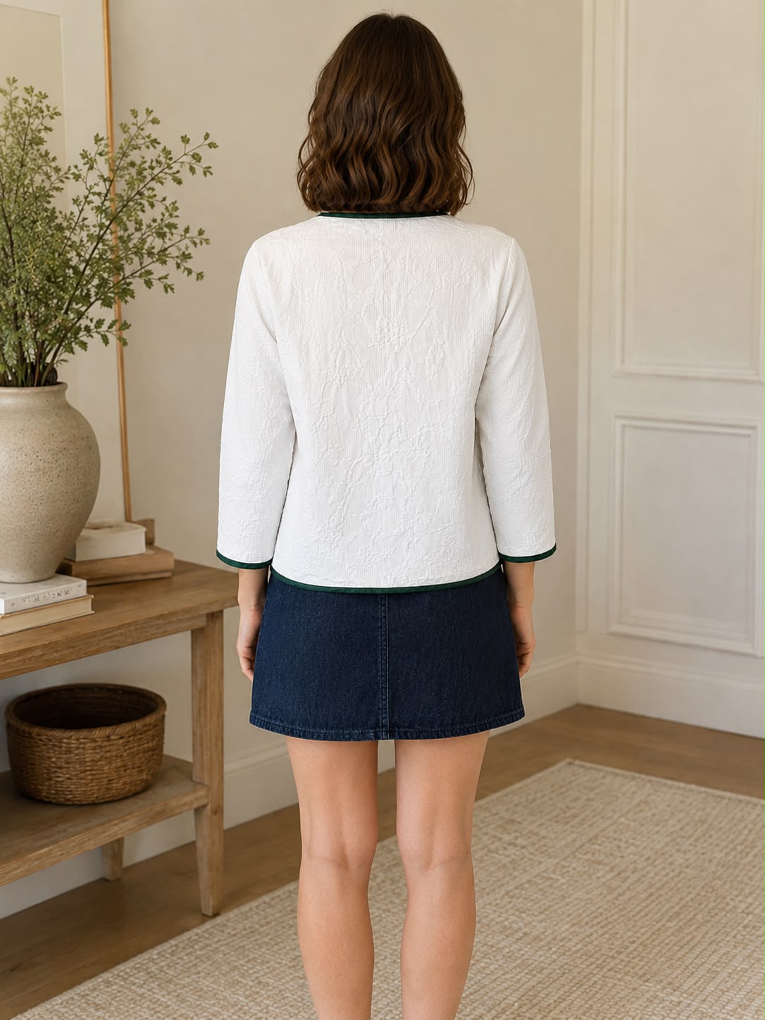 Jacket - White with Green trim