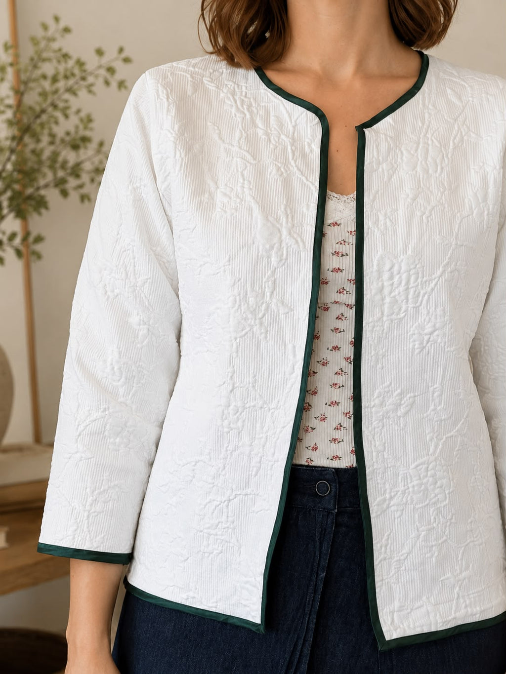 Jacket - White with Green trim