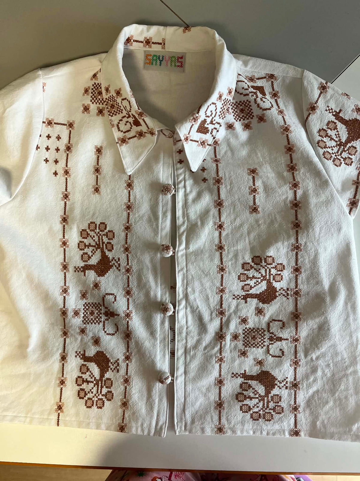 SAYYAS Handmade Upcycled Vintage Embroidered Shirt – One of a Kind