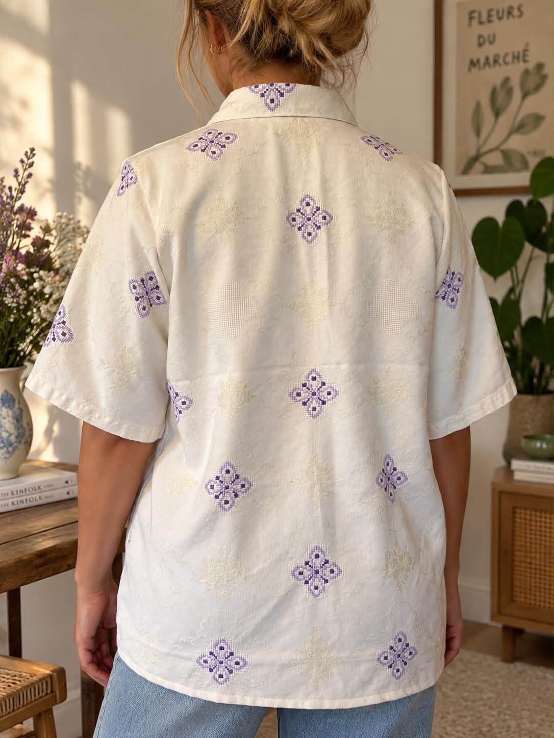 Lilac Garden Upcycled Shirt – One of a Kind