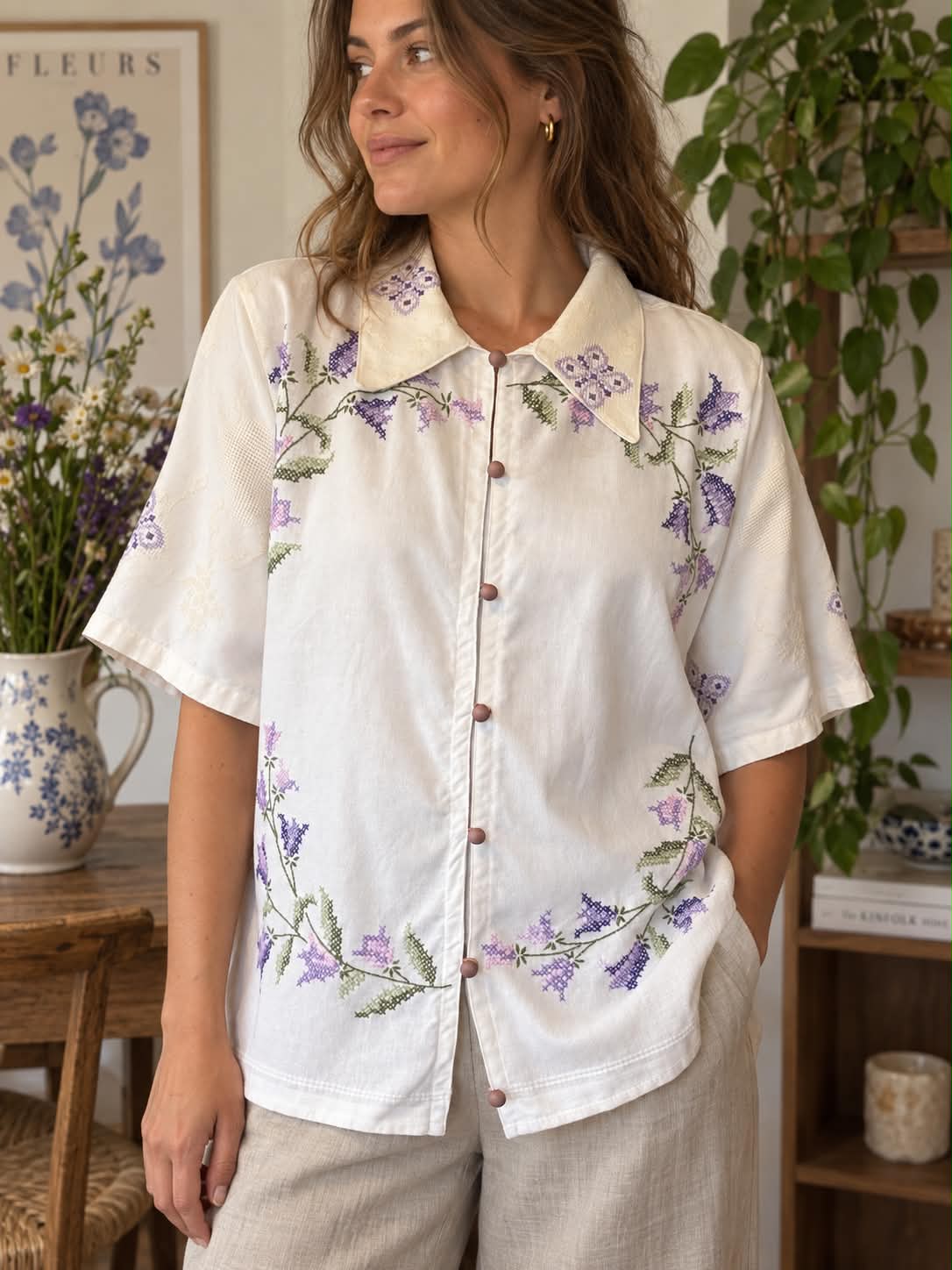 Lilac Garden Upcycled Shirt – One of a Kind