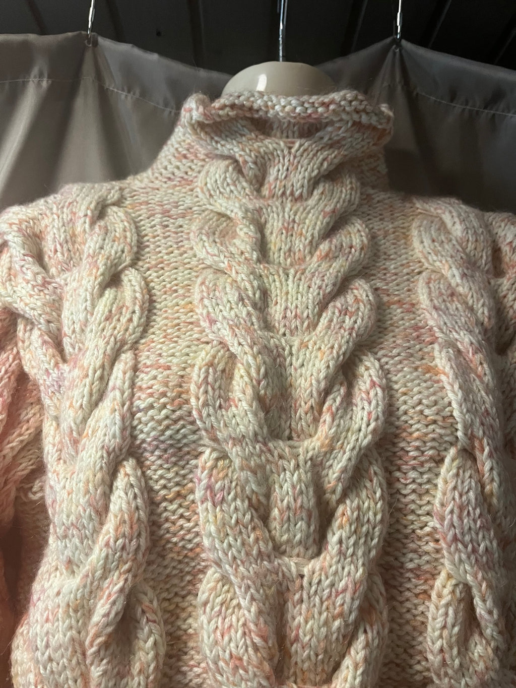 Cream & Peach Chunky Cable-Knit Jumper — additional view