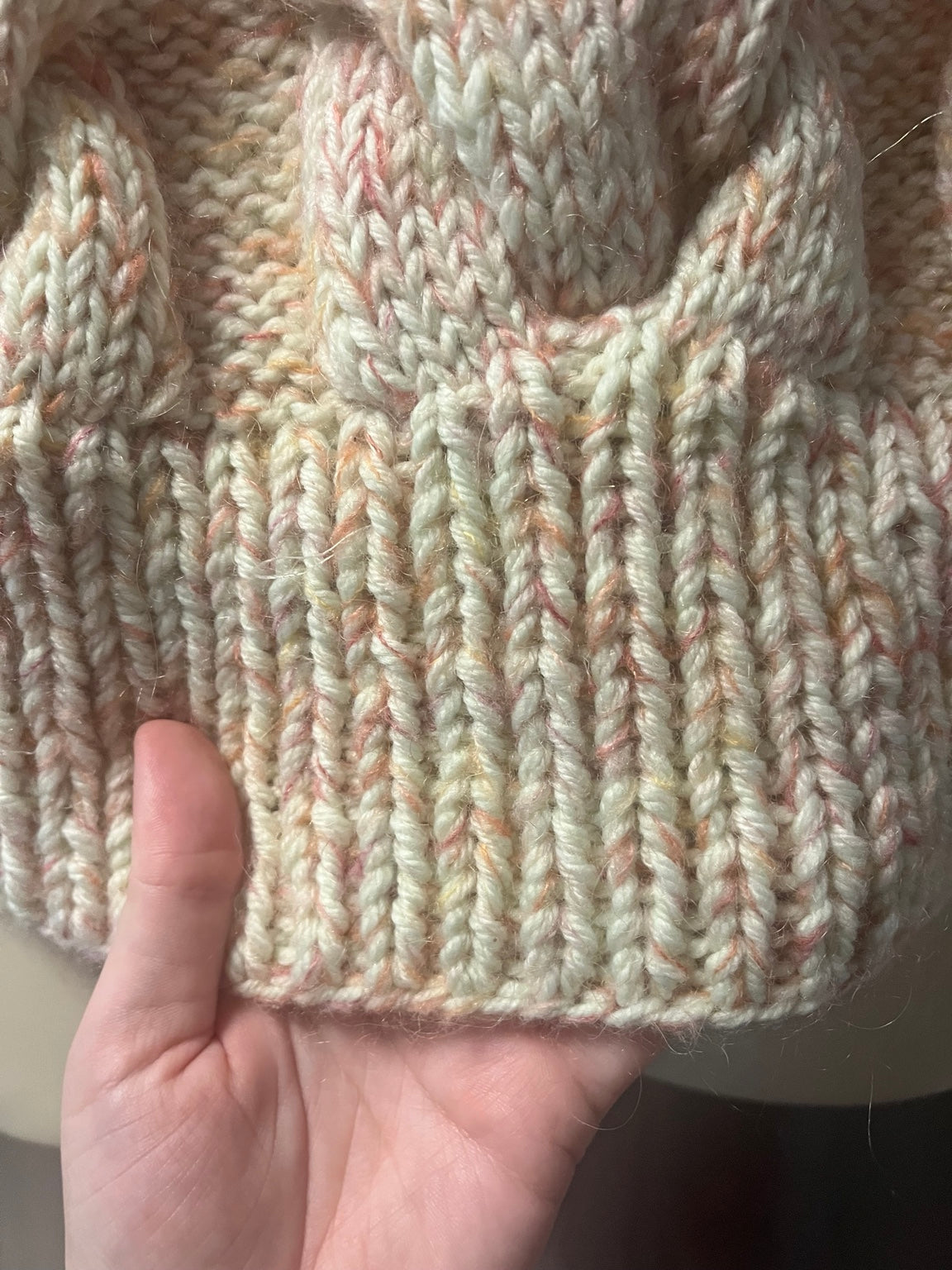Cream & Peach Chunky Cable-Knit Jumper — additional view