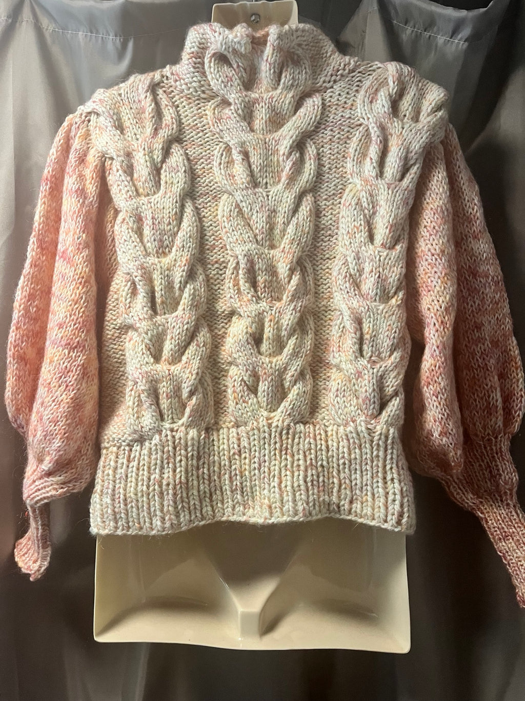 Cream & Peach Chunky Cable-Knit Jumper — additional view
