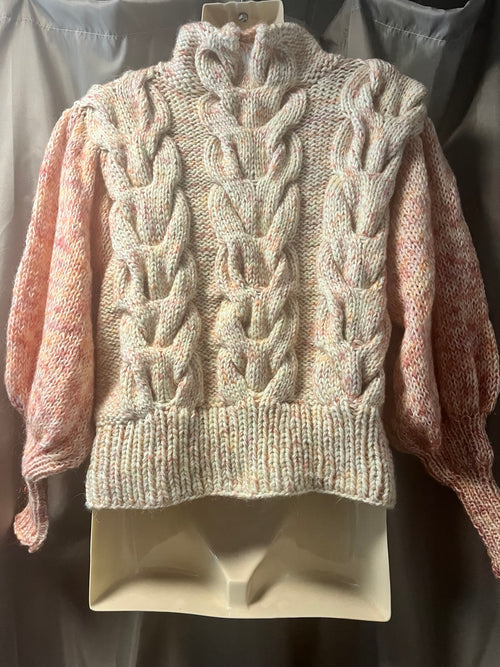 Cream & Peach Chunky Cable-Knit Jumper — additional view