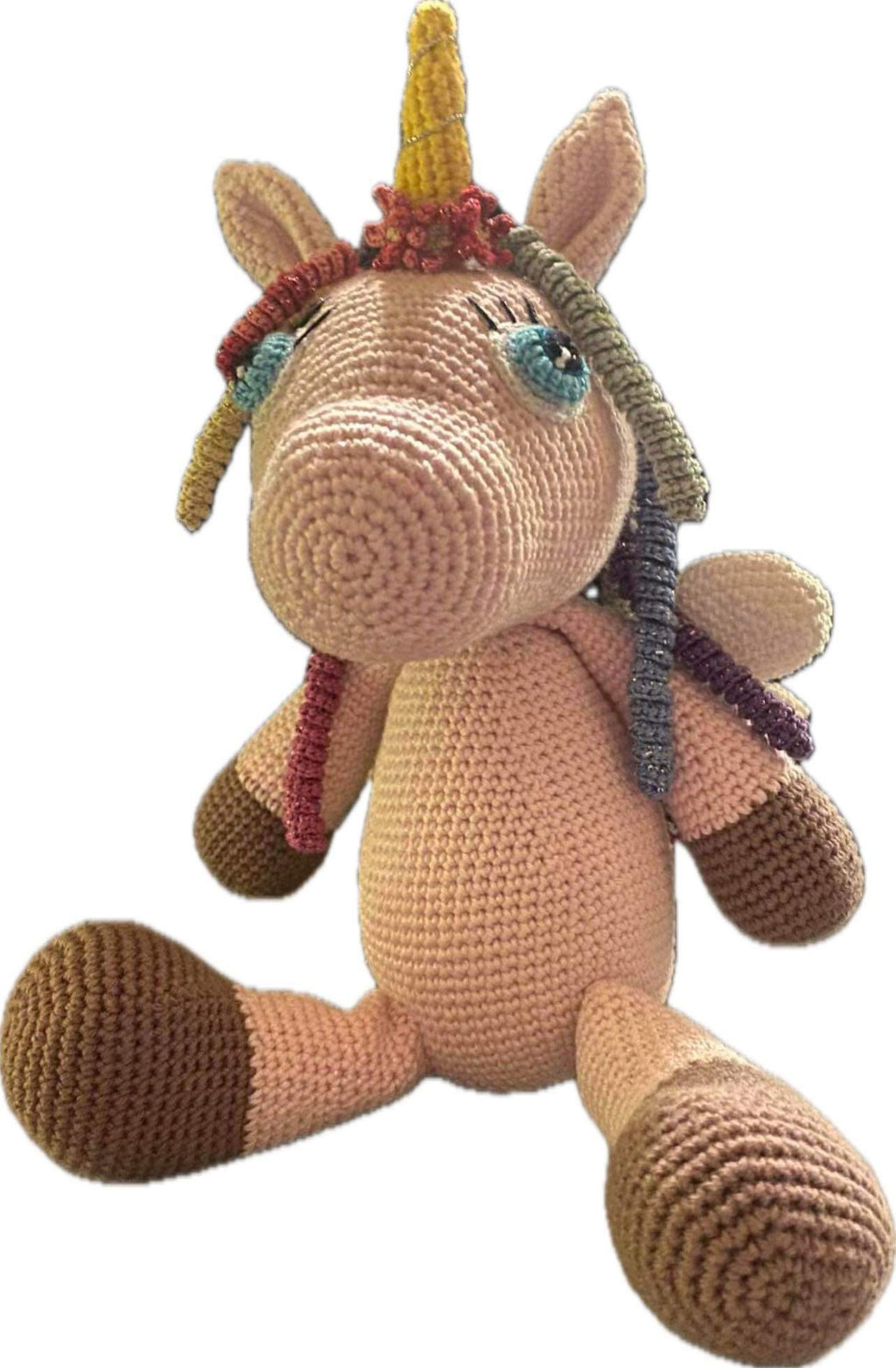 Crocheted Winged Unicorn with Colourful Mane — additional view