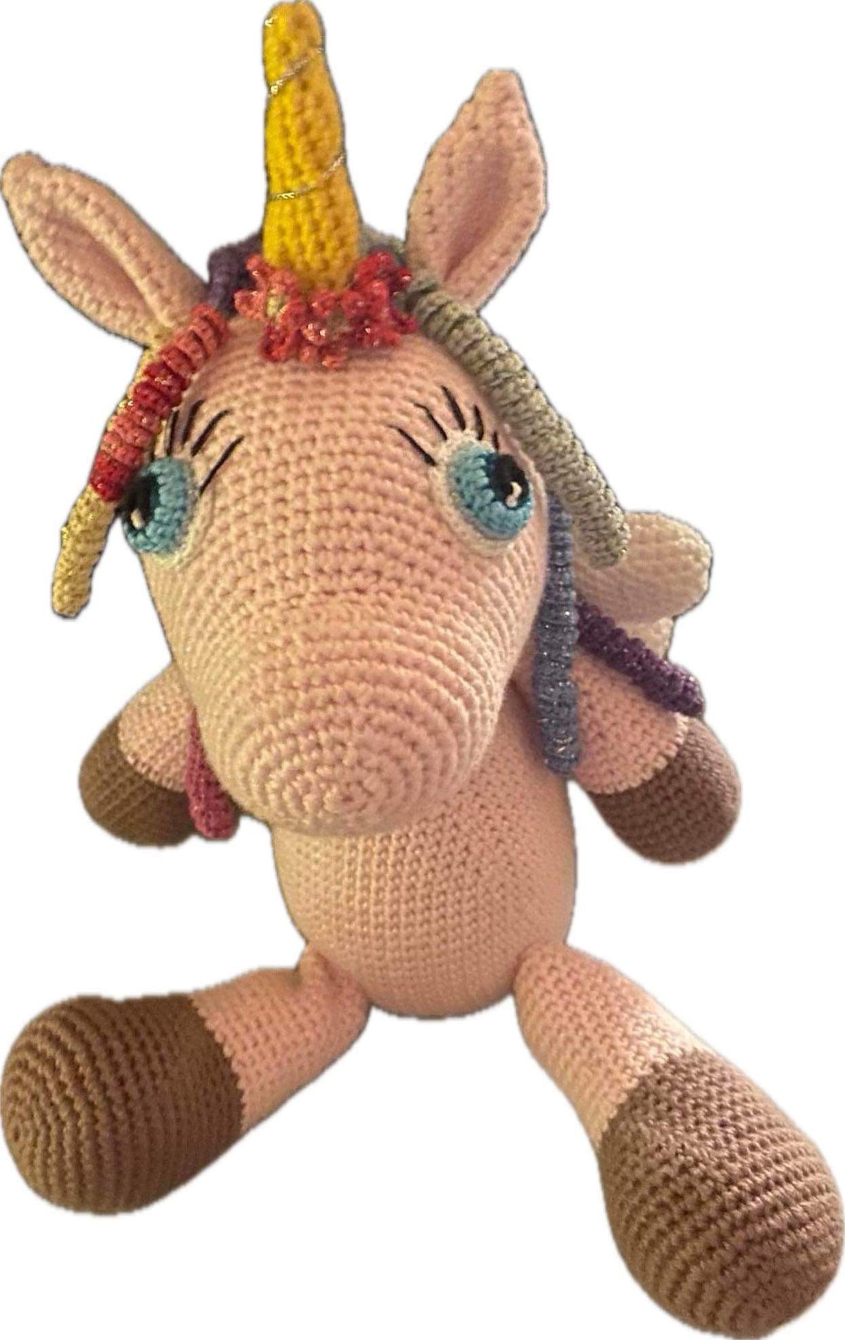 Crocheted Winged Unicorn with Colourful Mane — main view