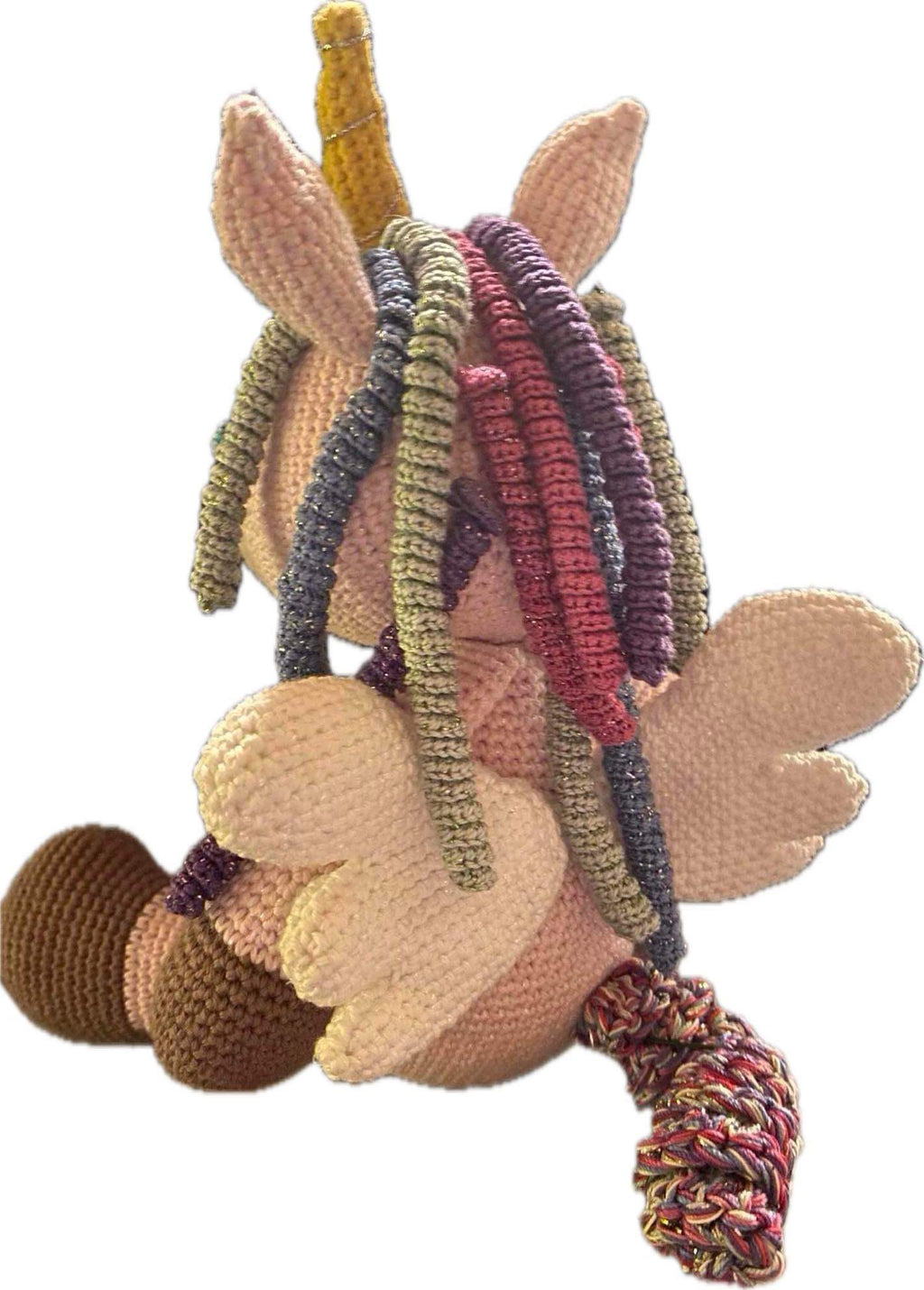 Crocheted Winged Unicorn with Colourful Mane — additional view