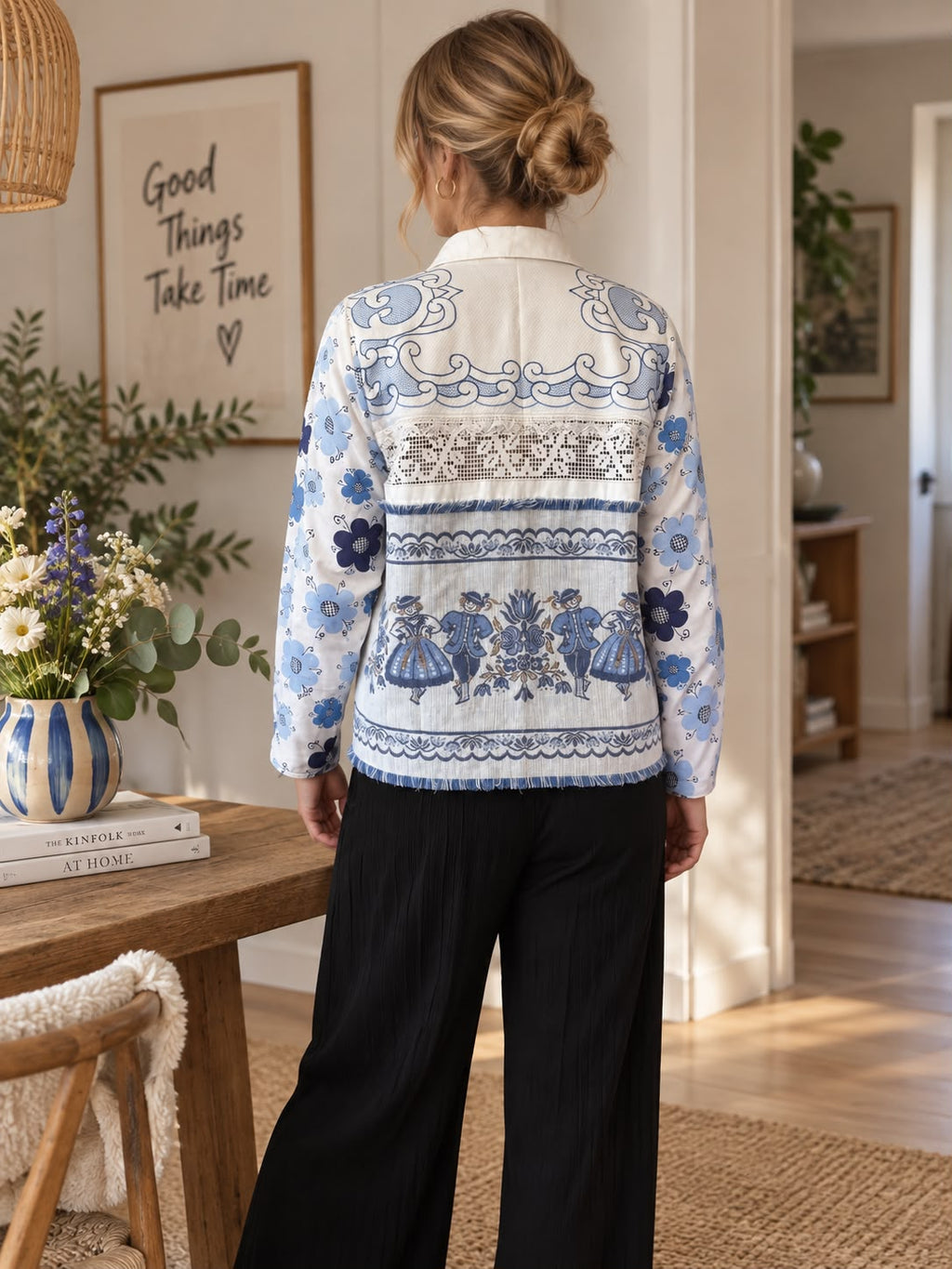 Blue & White Patchwork Shirt — additional view 1