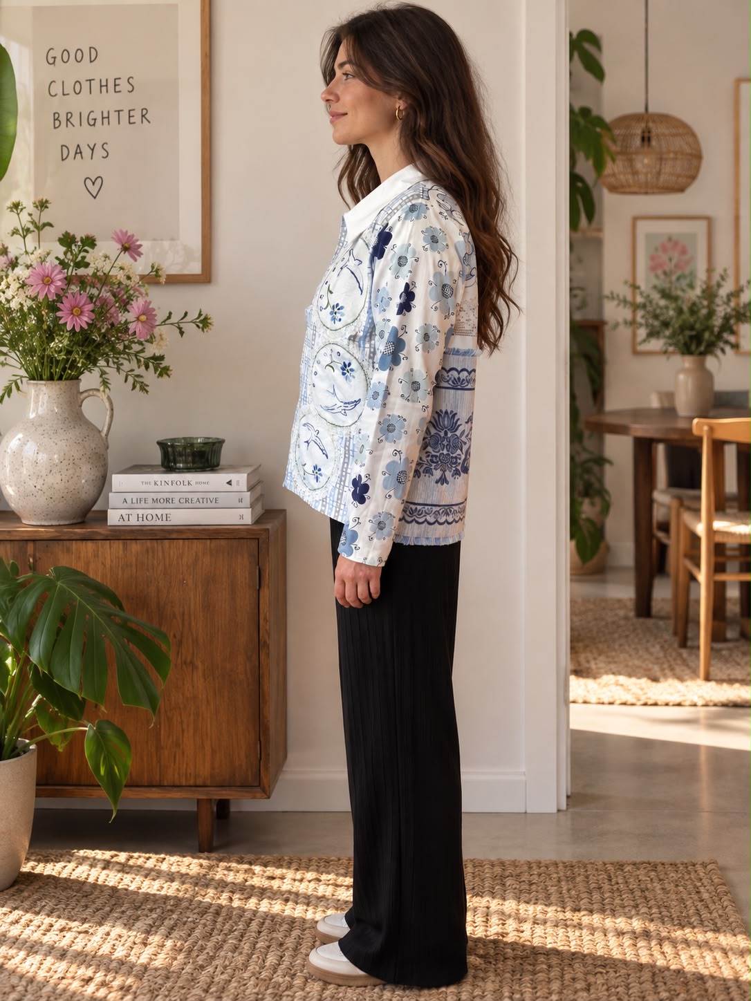 Blue & White Patchwork Shirt — additional view 2
