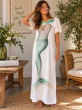 White Mermaid Maxi Dress — front view