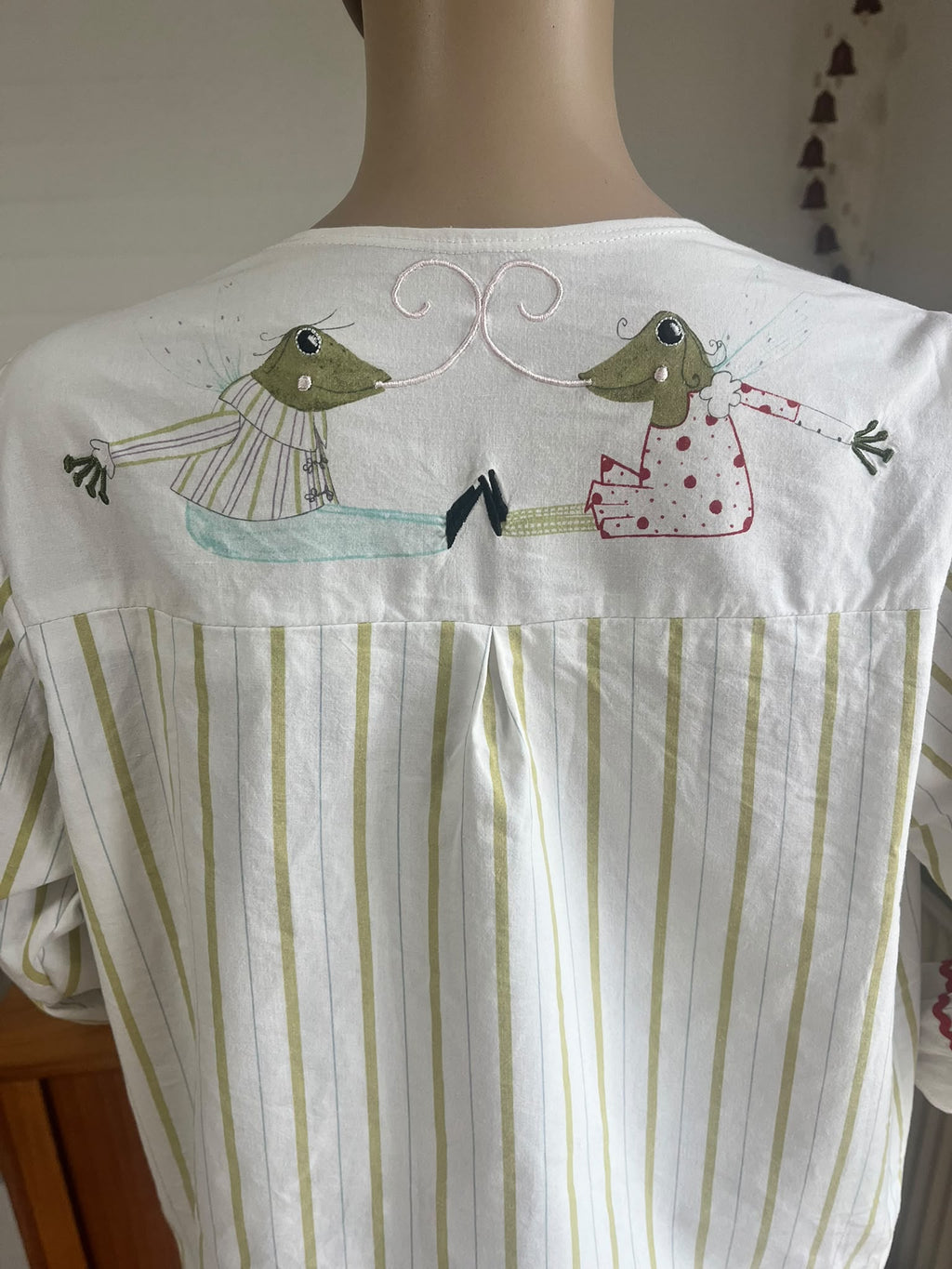 Green Stripe Frog Blouse — detail or additional view